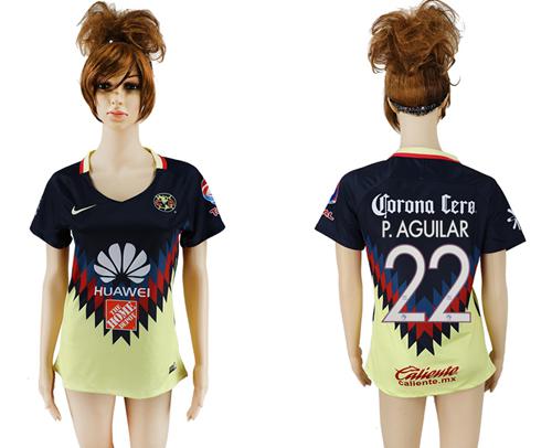 Women's America #22 P.Aguilar Home Soccer Club Jersey - Click Image to Close